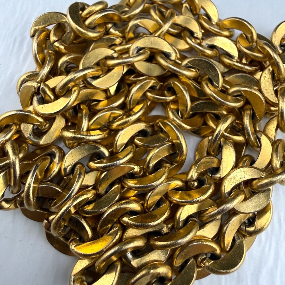 Modern Chain Link Necklace Gold Tone Round Links 28"